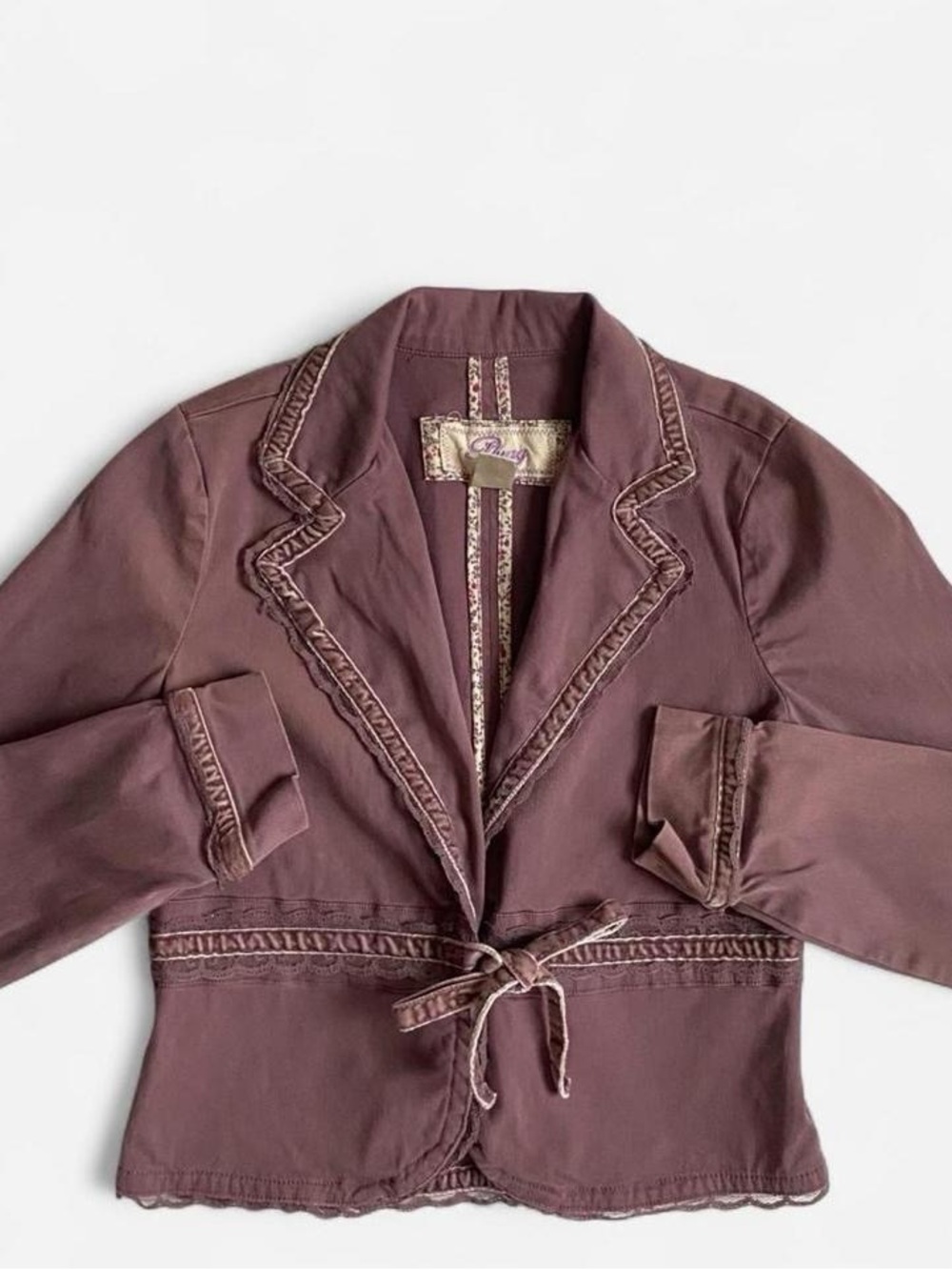 Vintage Y2K kids dusty mauve jacket w/velvet & lace